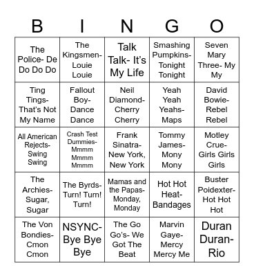 Radio Bingo Doubles Bingo Card
