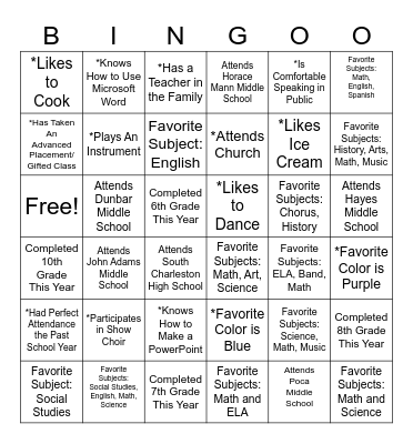 People Search Bingo Card