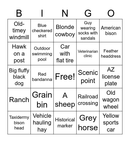 SOUTH DAKOTA ROADTRIP Bingo Card