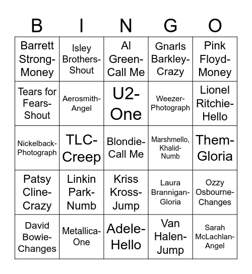 Radio Bingo Title Battle Bingo Card
