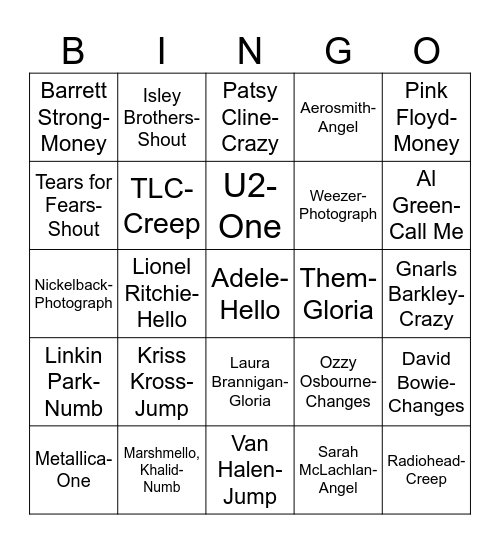 Radio Bingo Title Battle Bingo Card