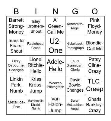 Radio Bingo Title Battle Bingo Card