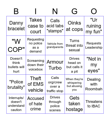 BBRP Cop Danny Bingo Card