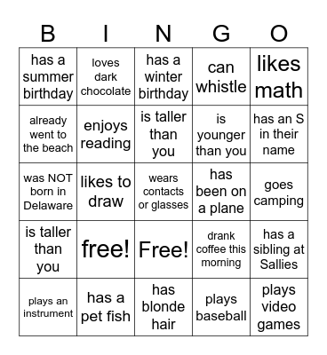 find someone (& write down their name) who... Bingo Card
