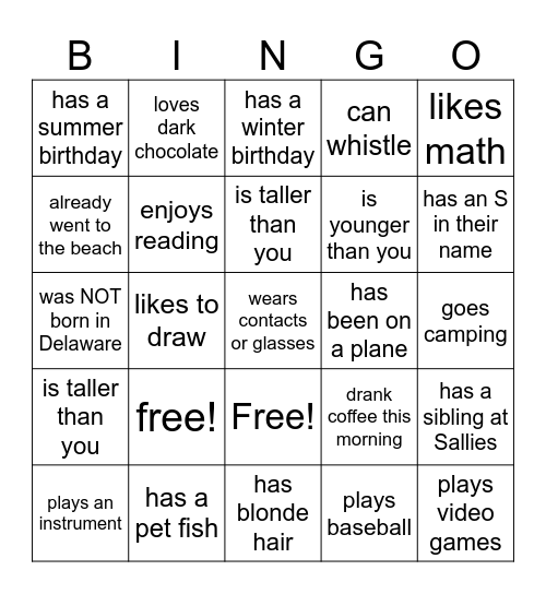 find someone (& write down their name) who... Bingo Card