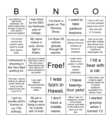 Get to know the PMs! Bingo Card