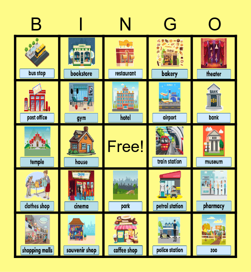 Places in Town Bingo Card