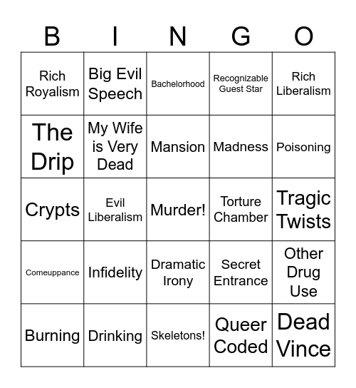 The Prince Index Bingo Card