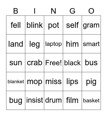 GROUP 3 - PHONICS Bingo Card