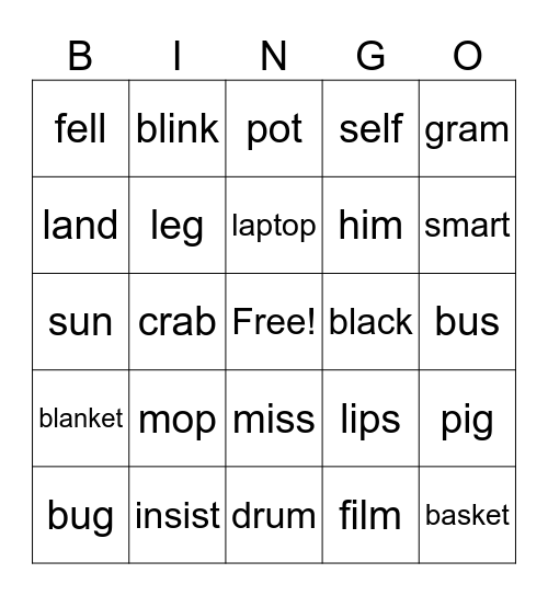 GROUP 3 - PHONICS Bingo Card