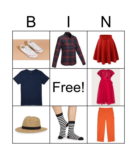Clothing Bingo Card
