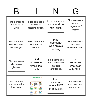 Find someone who Bingo Card