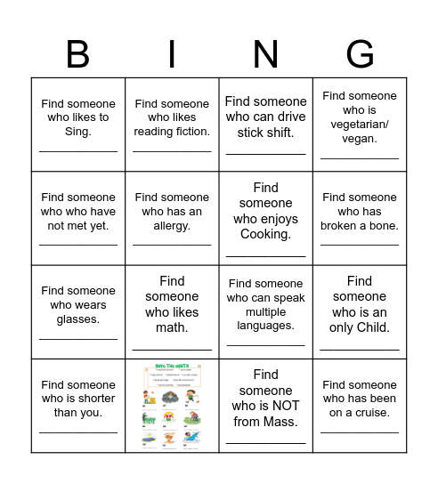 Find someone who Bingo Card