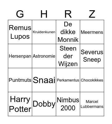 Harry Potter Bingo Card