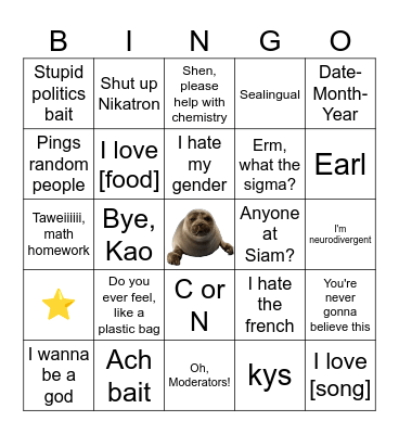 Webb's server bingo Card