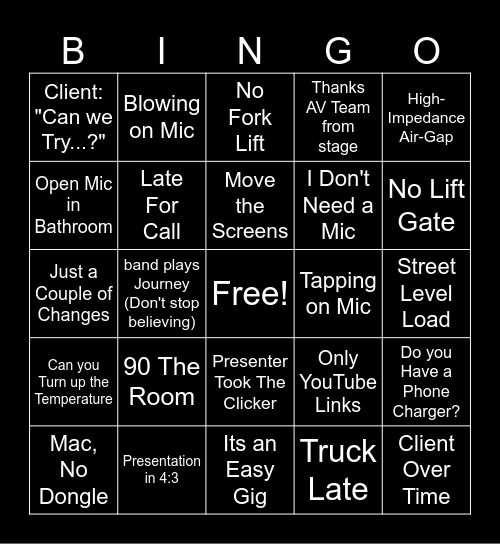 AV Educate Bingo Card