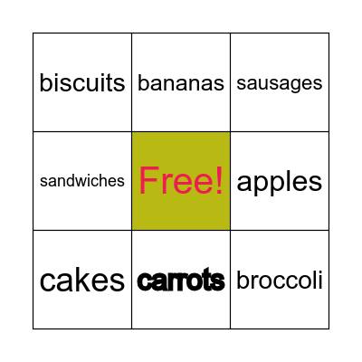 Food Bingo Card