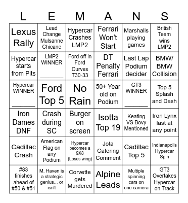 24 Le Mans 24b Bingo Card