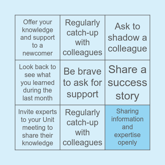 FEEDBACK BINGO Card