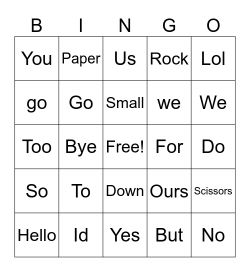 Team Bingo Card