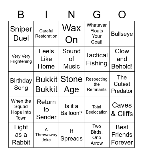 Minecraft Advancements Bingo Board Bingo Card