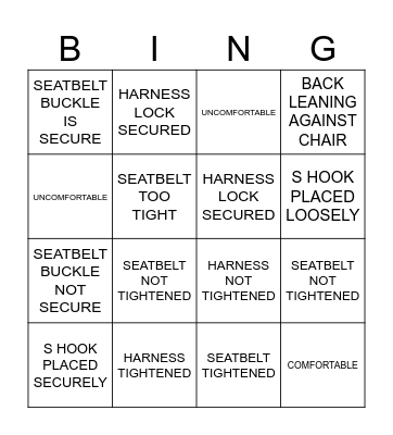 SAFETY CHECKLIST Bingo Card