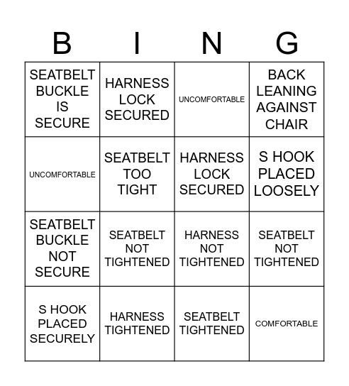 SAFETY CHECKLIST Bingo Card