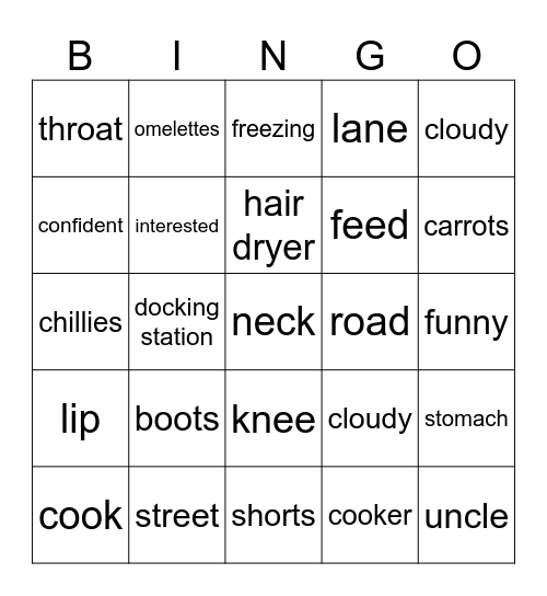 End of Year Test - Vocab Review Bingo Card