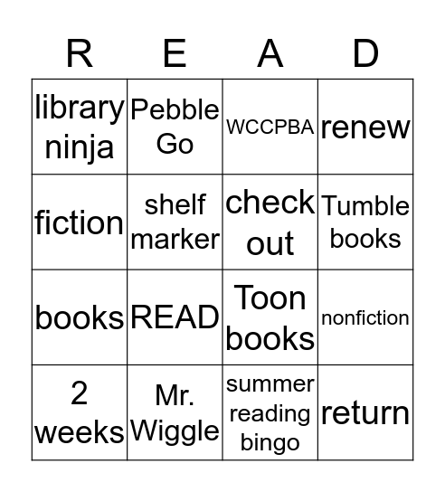 LIBRARY BINGO!!! Bingo Card
