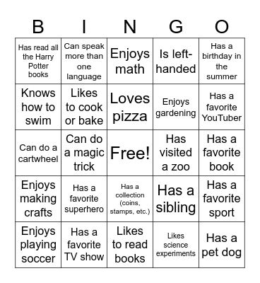 SMARTNet Youth Human Bingo Card