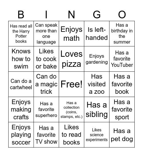 SMARTNet Youth Human Bingo Card