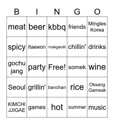 Summer Rooftop BBQ Bingo Card