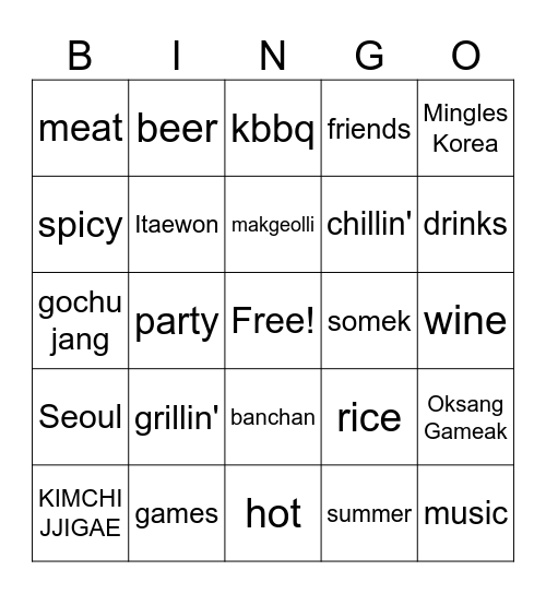 Summer Rooftop BBQ Bingo Card