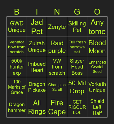 BINGO WARS BABY Bingo Card