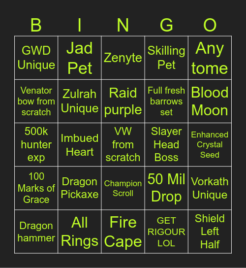 BINGO WARS BABY Bingo Card
