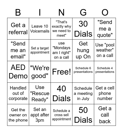 Phone Block Bingo Card