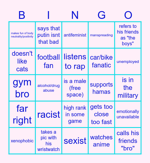 red flags in guys Bingo Card