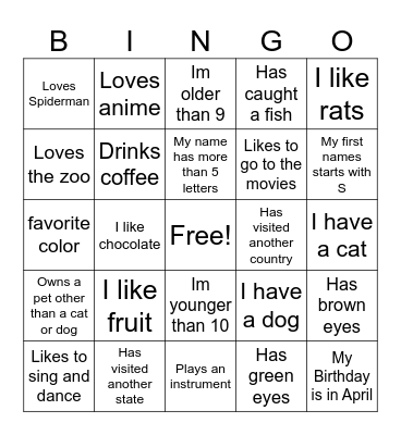 Ice Breaker BINGO Card