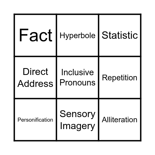Terminology Bingo Card