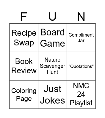 Teacher Wellnes Bingo Card