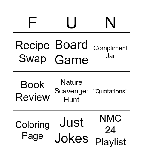 Teacher Wellnes Bingo Card