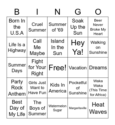 Music Bingo #3 Bingo Card