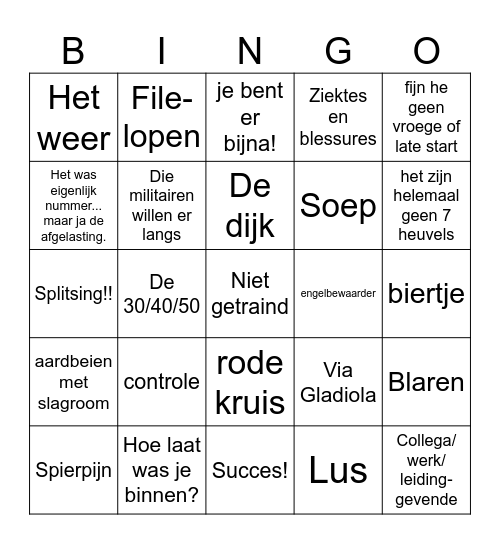 4daagse Bingo Card