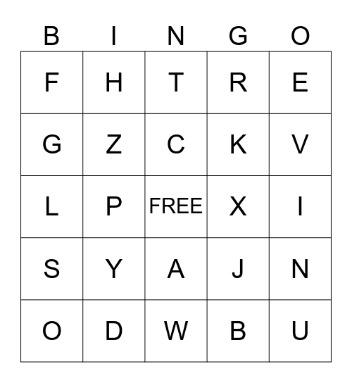 ABC Scavenger Hunt Bingo Card