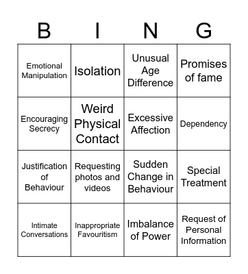 Guess the Red Flag Bingo Card