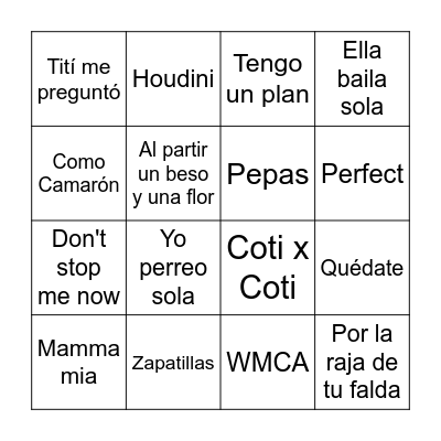 BINGO MUSICAL Bingo Card