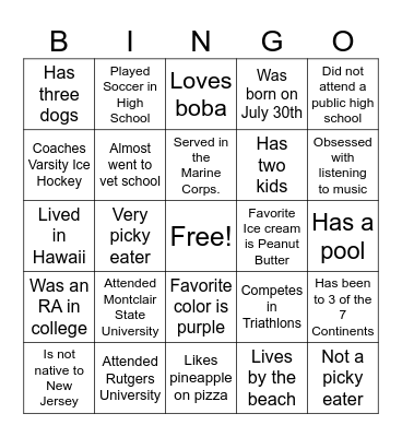 Get to know your counselors! Bingo Card