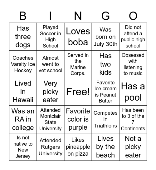 Get to know your counselors! Bingo Card