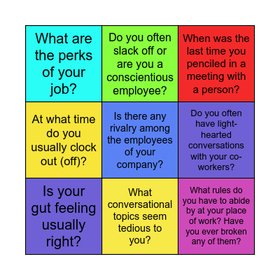 Vocabulary: Jobs Bingo Card