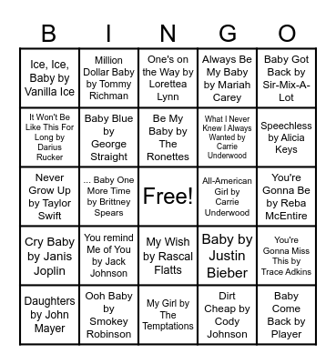 Baby Bingo Card